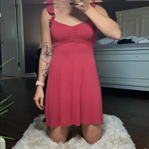 American Eagle Xs Coral Ruffles Sleeved Dress